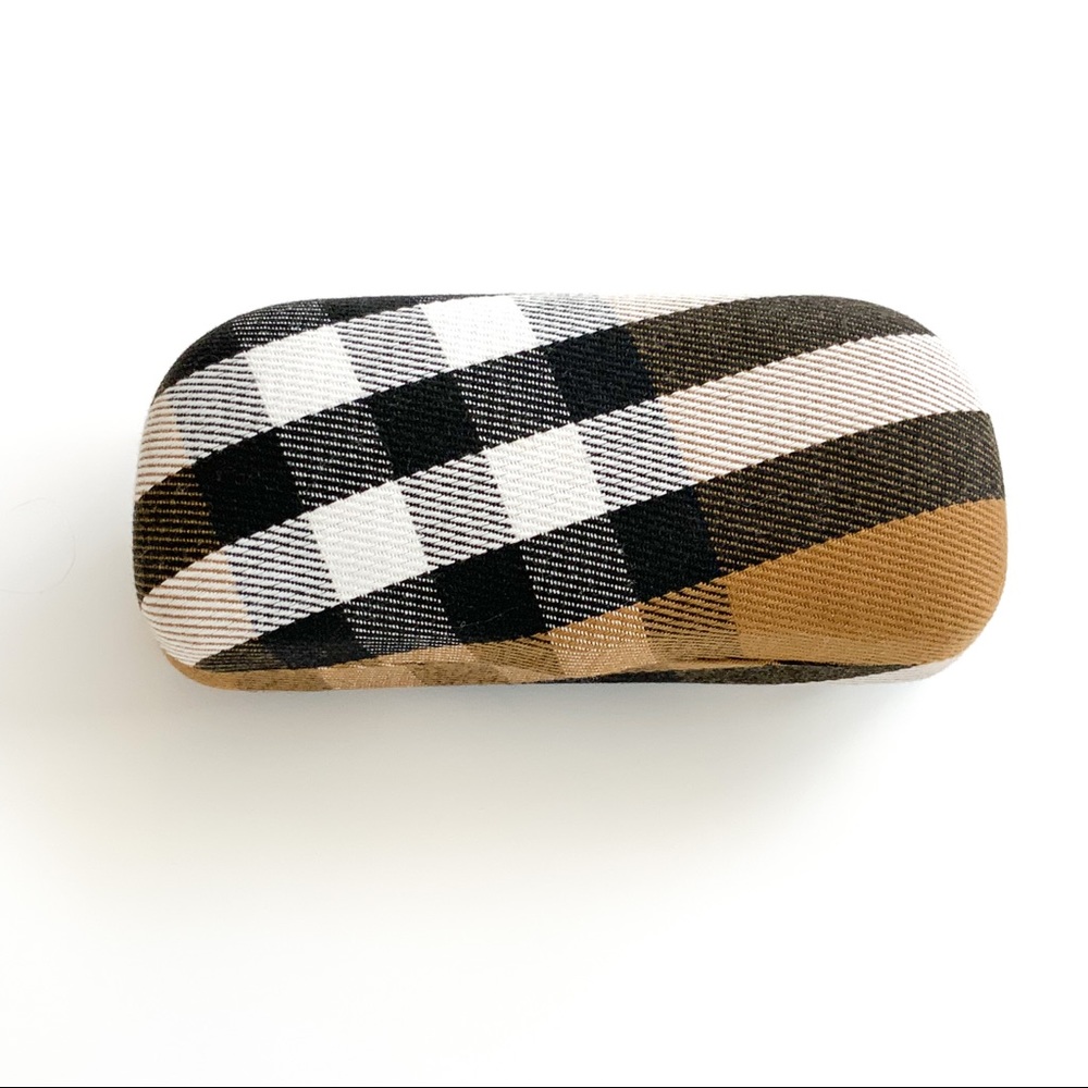 Burberry Plaid Glasses Case - Black White Tan Gray